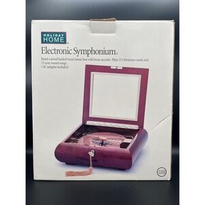Holiday Home Electronic Symphonium Music Box Plays‎ 30 Songs NIB Burled Wood